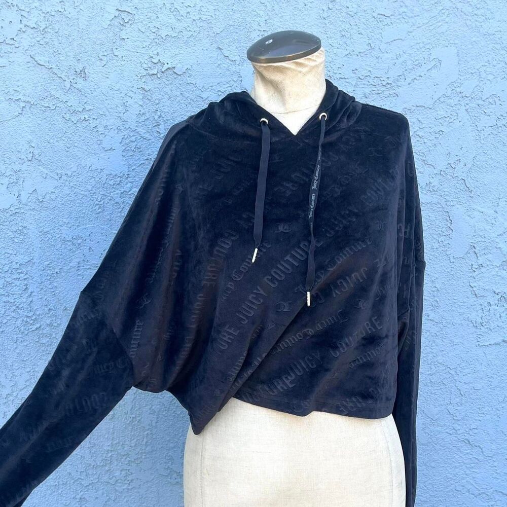Juicy Couture Black Hoodie Sleepwear Size Medium y2k